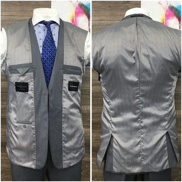 Combatant Mens Suit 2 Piece Set Size 42L Slim Jacket‎ Blazer Pants Wool 2 Button - Picture 7 of 16